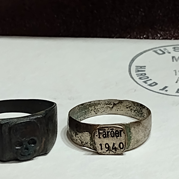 German WW2 Rings Set Military Pilot Punk Skull Size 12 And 9.5 - Picture 3 of 3